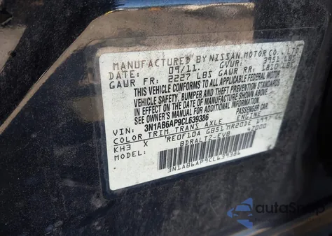 2012 Nissan Sentra 2.0 Sr from USA, damaged, VIN 3N1AB6AP9CL639386